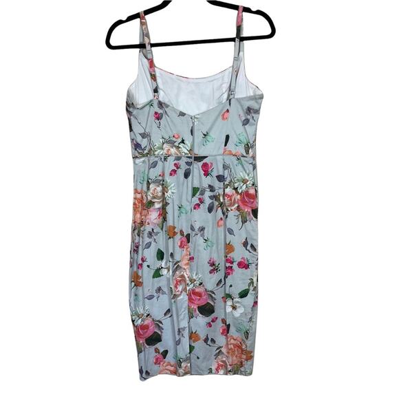 Asos Spaghetti Strap Floral Bodycon Midi Dress Blue Multi Size 6 - Picture 2 of 8